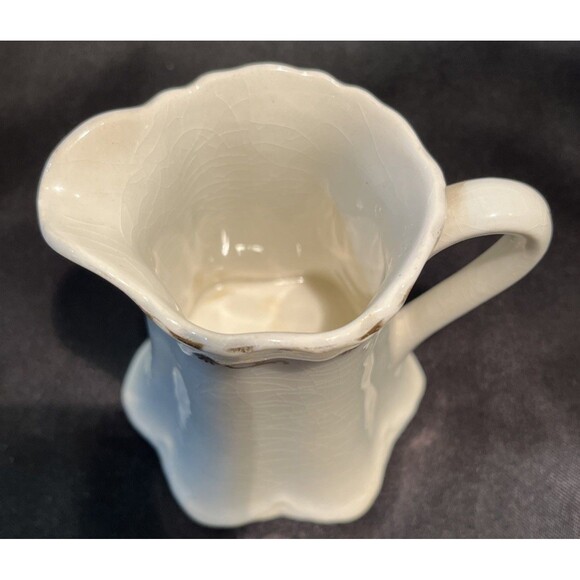 Antique KT & K S-Y China White with Gold Floral 4” Tall Creamer Pitcher Decor - Picture 3 of 11